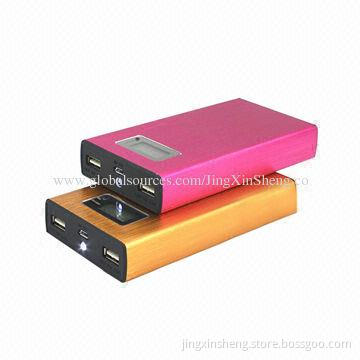 Dual USB external power bank with two USB ports & LED light